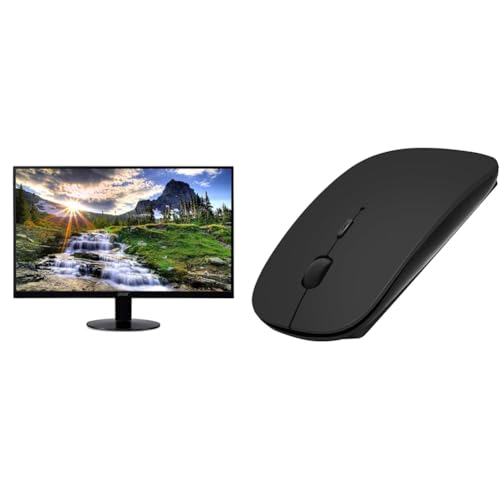 Image of Acer 21.5 Inch Full HD (1920 x 1080) IPS Ultra-Thin Zero Frame Computer Monitor (HDMI & VGA Port), SB220Q bi & AE Wish ANEWISH Bluetooth Mouse for Laptop /iPad /iPhone /Mac(iOS 13.1.2 and Above)