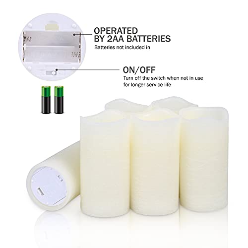 H-Blossom Flameless Candles Battery Operated Real Wax Pillar Led Candles With 10 Key Remote Control Cycling 24 Hours Timer Set Of 6 (3" X 6" Remote) #TOP6