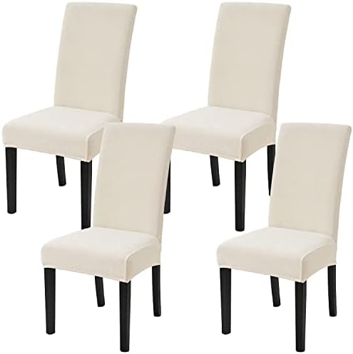 qiden Christmas Red Dining Chair Covers Set of 4 Stretch Chair Covers for Dining Chair Parsons Chair Slipcover Seat Covers Chair Protector Old Chair Renewal for Home Decor Ceremony-Wine Red-Pack of 4