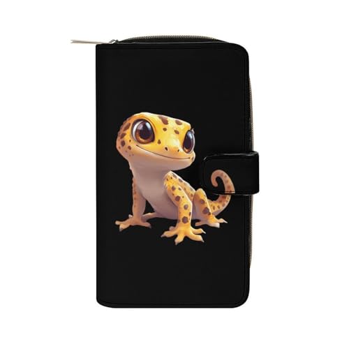 Cute Leopard Gecko Fashion Women's Wallet RFID Blocking Bifold Clutch Purse Compact Card Holder 19.7x11x3.5cm