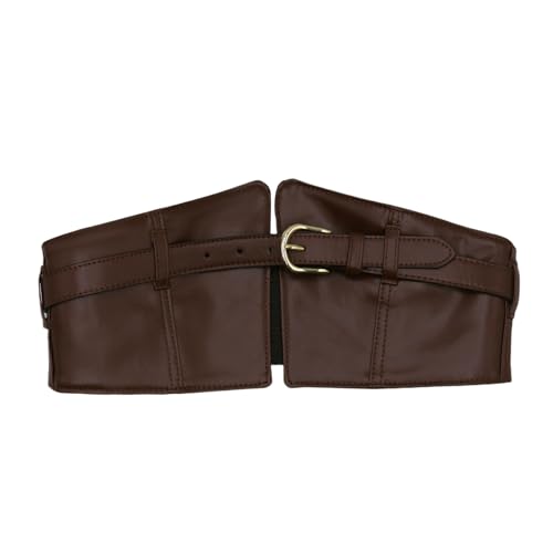 AMPOSSTO Women Fashion Wide Elastic Cinch Waist Belt Retro PU Leather Pin Buckle Waistband for Overcoat Dress Outfits3