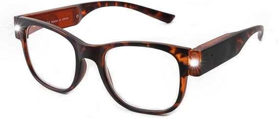 OKH Lighted Up Reading Glasses Rechargeable Bright LED Readers with Rechargeable Lights for Women Men
