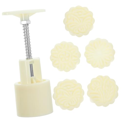CIYODO 1Set Hand Press Moon Cake Mold Flower Pattern Baking Tool for DIY Easy to Use Cookie Stamp for Creative Desserts
