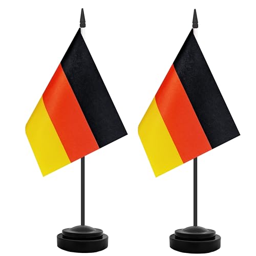 2 Pack Germany Desk Flag, German Table Office Flags, Small Miniature Desktop Flag With 12