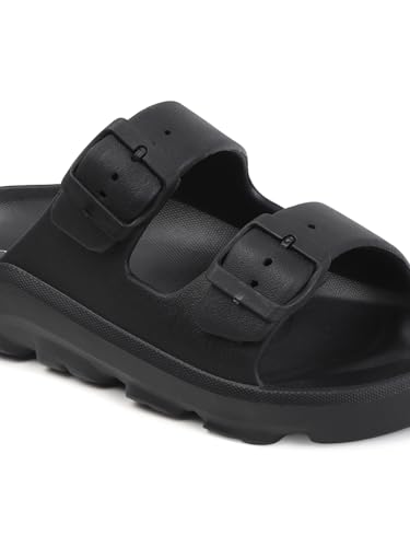 Image of Carlton London Men's Casual Thong Flip Flops with Striped Straps and Metallic Accent