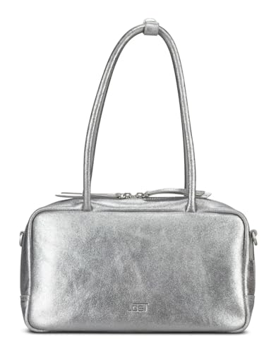 Sac à épaule bandoulière JOST cuir argenté bowling bag femme