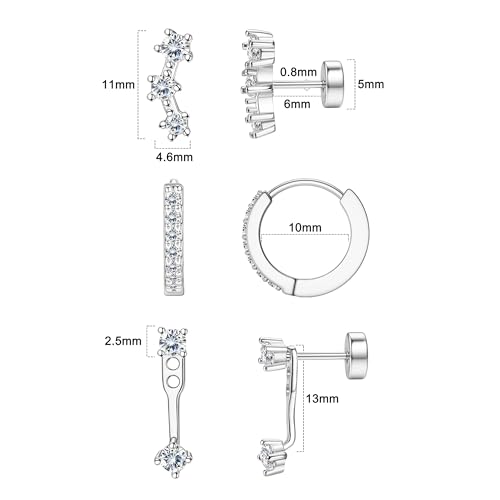 FIASASO Flat Back Earrings Set for Multiple Piercing Hypoallergenic 14K Gold Earrings Dainty Gold Earrings Small Hoop Earrings Cartilage Earrings for Women 3 Pairs4