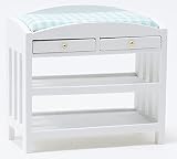Classics by Handley Dollhouse Miniature Slatted Changing Table with Mattress (White Changing Table w