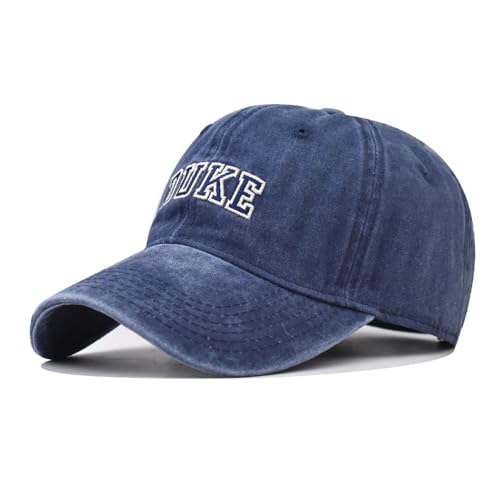 Vintage Washed Duke Men's Baseball Cap Classic Style Unisex Baseball Cap Dad Hat Outdoor Cap (US, Alpha, Large, Navy)