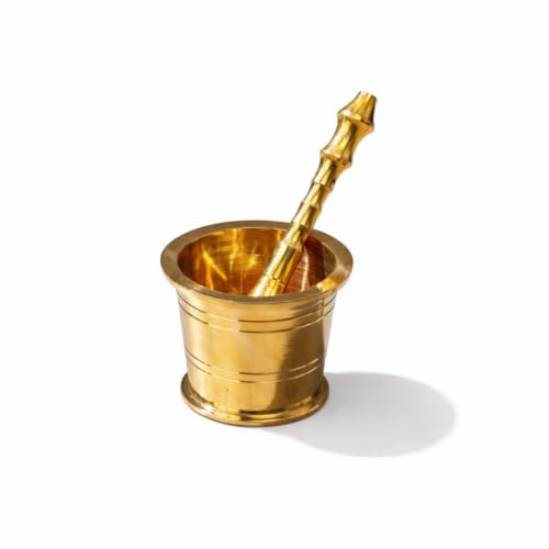 P•TAL 100% Pure Brass Mortar and Pestle Set | Traditional