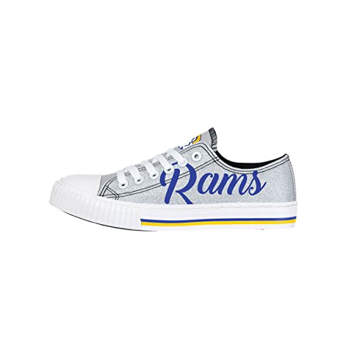 Image of FOCO Womens NFL Team Logo Ladies Fashion Color Glitter Low Top Canvas Sneakers Shoes