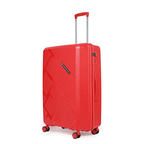 Image of SWISS MILITARY Star Luggage Bag, Textured Hard-Sided Trolley Bag, Cabin Luggage, Overnighter Trolley Bags|Durable ABS Body, Ergonomic 360 Rotatable Wheels, TSA Lock, 24 inches, Red, 1