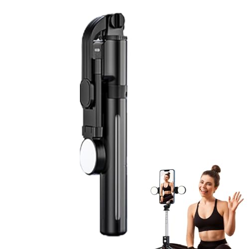 Palo selfie para teléfono, trípode para teléfono móvil | Trípode portátil para selfie con mando a distancia – Palo selfie con rotación de pantalla de 360 grados para ver programas