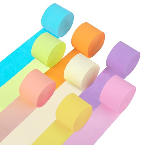 Image of Crepe Paper Streamers, 8 Rolls Pastel Party Streamer for Spring Tea Party Decorations, Easter Wedding Bridal Baby Shower Decorations