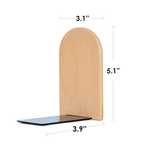 image for Pandapark Wood Bookends,Non-Skid Bookend for Shelves,Heavy Duty Booken
