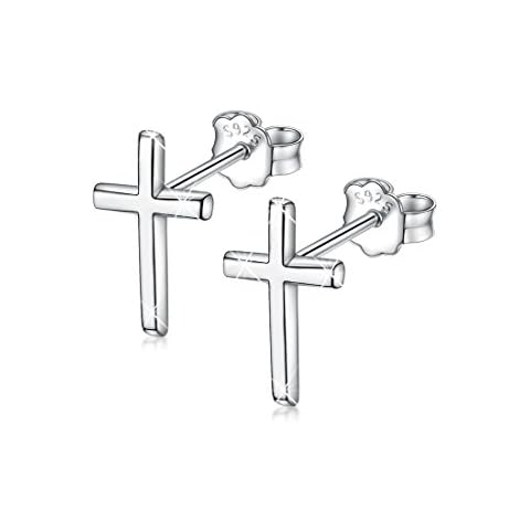 GOXO Cross Earrings 925 Sterling Silver Hypoallergenic Stud Earrings for Women Men (cross) Cover