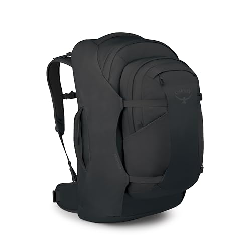 Image of Osprey Farpoint 70L Men's Travel Backpack - Large Adjustable Travel Bag with Detachable Daypack, Black