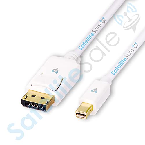 Satellitesale Mini Displayport To Display Port Dp Cable Male To Male 4K/30Hz 8.64Gbps Universal Wire Pvc White Cord 3 Feet #TOP1