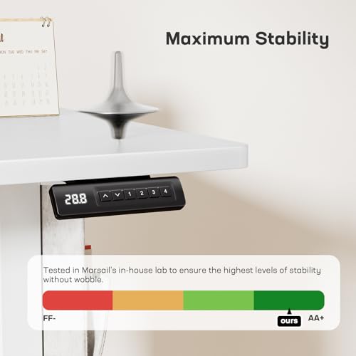 Image of Marsail 40x24 Electric Adjustable Height Standing Desk with Storage Bag, 4 Memory Height Settings,Sit Stand Up Desk for Home Office,Computer Gaming Workstation, Cable Manager, and Headphone Hook