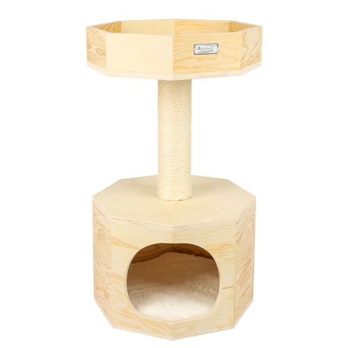 Casa para gato sólida de madera Armarkat S2906, 2 niveles, tan miniatura 1