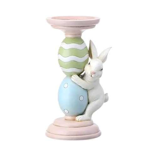 The Bridge Collection 8.75" Pastel Easter Bunny Pillar Candle Holder - Pastel Candle Holder - Egg Candle Holder for Spring, Pastel, Easter Decor
