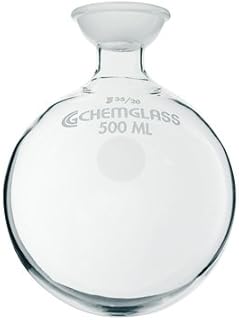 Chemglass CG-1508-15 Series CG-1508 Heavy Wall Round Bottom Flask, Single Short Neck, 35/25 Socket Joint, 3000 mL Capacity