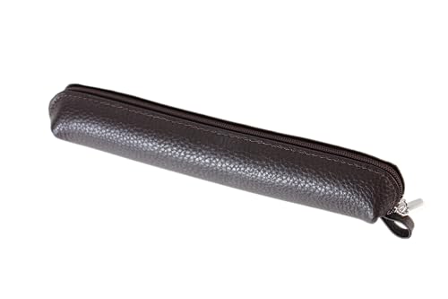 MASACCIO MCN003 Genuine Leather Slim Pencil Case Dark Brown