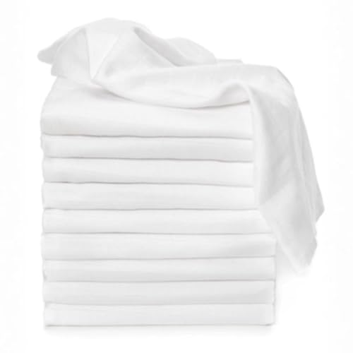ANDER 10er Set Spucktücher Baby aus 100% Baumwolle LUX Weiche und Saugfähige Stoffwindeln 70x80 cm Weiße Tücher zum Stillen und Pflegen Wiederverwendbar und Sanft zur Haut