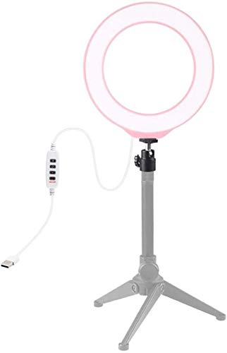 LED Ring Light with Phone Tripod Stand Kit, 72pcs LED 3 Color Lighting Mode Adjustable USB Port Ring Fill Light Pink for Live Stream Makeup, Shooting Vlog