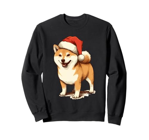 Shiba Inu cane con cappello di Babbo Natale Natale Felpa