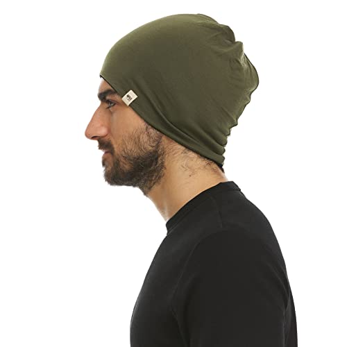 Minus33 Merino Wool Micro Weight Reversible Beanie Olive Drab/Black One Size - Thumbnail 3