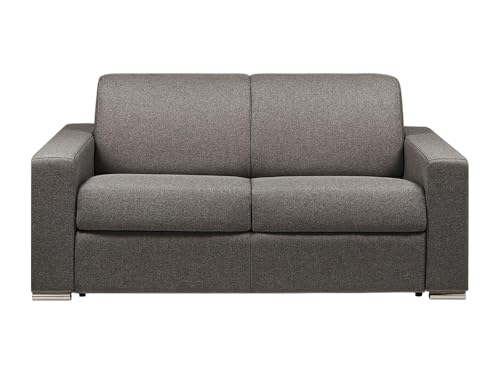 Vente-unique-Schlafsofa mit Matratze 2-Sitzer Stoff - Anthrazit - Liegefläche mit Lattenrost: 120 cm - Matratzenhöhe: 18 cm mit Memory Schaum - CALITO
