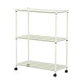 AIS(エイ・アイ・エス) 19φスチールラックセット3段 キャスター付き 幅75×奥行35×高さ96cm 組立品 ホワイト ALC-7590W WH