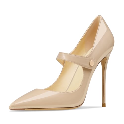 Womens Pointed-Toe Bag-Toe Ankle Strap 4.7 in High Heels Pumps Party Nightclub Wedding Daily Wild Shoes