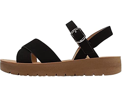 Soda Girls Strappy Flat Sandals Chester-2 shoes Black 1