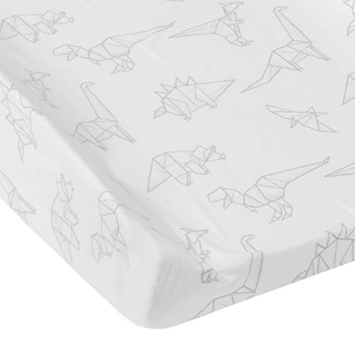 Andi Mae Changing Pad Cover - Grey Dinosaurs -100% Jersey Cotton - Fits Standard Changing Pads