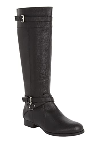 Comfortview Women's Wide Width The Janis Regular Calf Leather Boot - 8 1/2 W, Black #TOP21