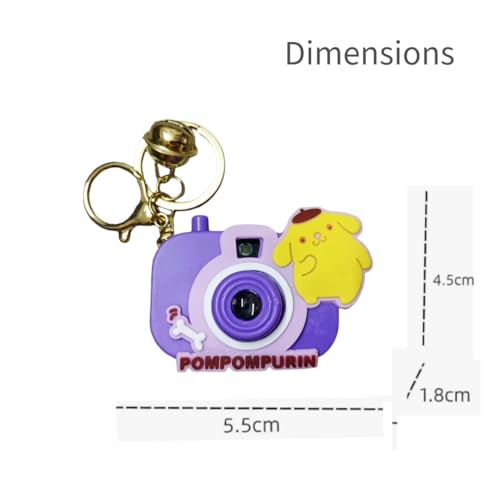 Image of Mini Projector Camera Toy with Bell, Plastic Multicolor Design, Light Projection Feature, Cartoon Keychain for Kids