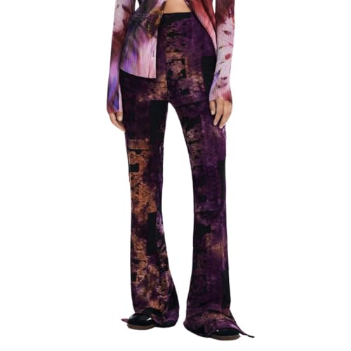Desigual Pantalones Largos de Punto para Mujer, Azul, M