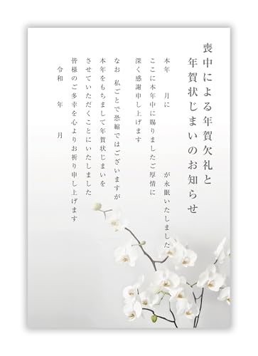 喪中はがき 10枚【年賀状じまい文/手書き記入用】私製はがき インクジェット対応【フチなし全面プロ仕上げ】パピレイMJF-201