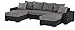 Produktbild Collection AB Jockey XL Wohnlandschaft mit Bettfunktion und Bettkasten Ecksofa, Stoff, Schwarz/grau, 161 x 311 x 84 cm