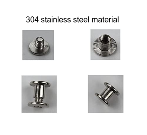 Idealsv 304 Stainless Steel Leather Rivets 100 Pcs (50 Sets) Screw Rivets Phillip Head Leather Bag, Book And Photo Album Binding Rivets Kits 5X4Mm #TOP1