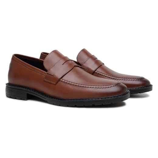 Turunelli Calçados Mocassim Tratorado ALL BLACK, Preto, Couro Bovino, Social, Solado Borracha (Whisky, BR, Adulto, Numérico, 43)