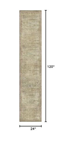 GENIMO 2x10 Non Slip Hallway Runner Rug, Machine Washable, Thin & Low Pile Lightweight for Kitchen, Laundry, Entryway, Bedroom & Living Room, Taupe/Brown