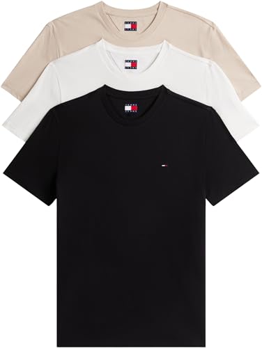 Tommy Jeans Herren TJM Xslim 3 Pack Tee EXT Dm0Dm21579 S/S T-Shirt, Multi (Black/Gulf Sand/Ecru), L