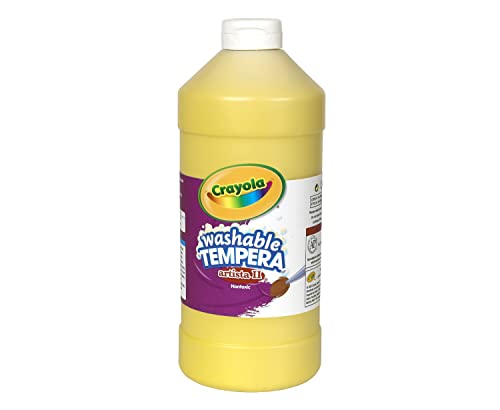 Image of Crayola Washable Tempera Paint For Kids, Yellow Paint, Classroom Supplies, Non Toxic, 32 Oz Squeeze Bottle