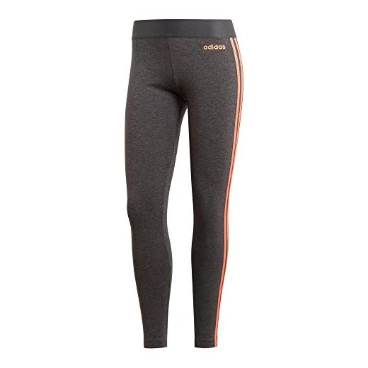 adidas Essentials 3 Bandas Tight Mallas, Mujer, Gris (Dark Grey Heather/Semi Coral), M Larga