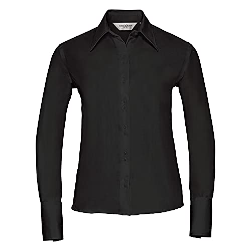 Image of Russell Collection Ladies/Womens Long Sleeve Ultimate Non-Iron Shirt (XS) (Black)