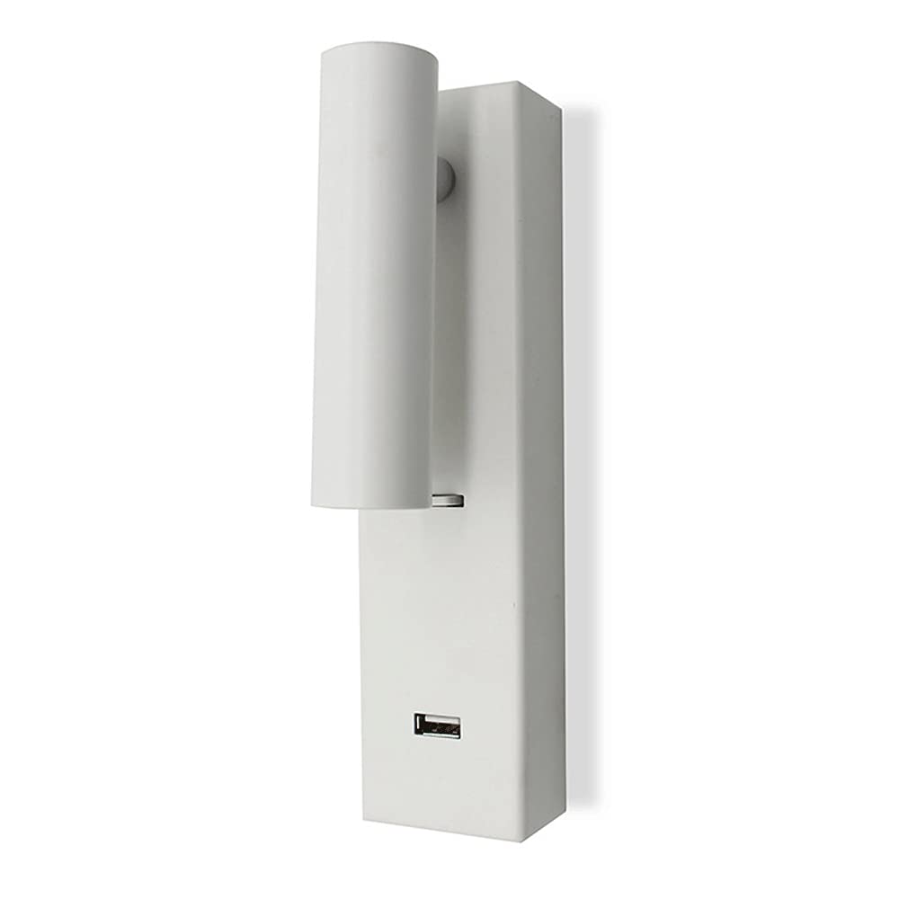 Aplique LED de lectura con USB y foco giratorio de 350 grados para pared de dormitorio