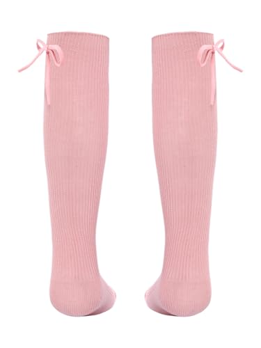 renvena Little Girls Knee High Socks with Bow Long Stretchy Dress Stockings School Uniform Leggings2